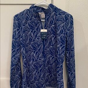 Tommy Bahama Blue and White Floral Long Sleeve Top